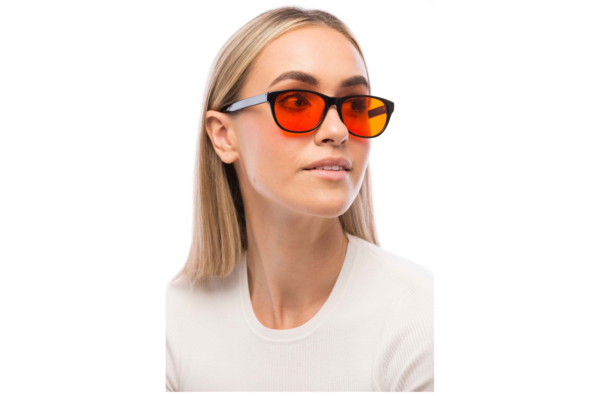 Woman Wearing Morris Blue Light Blocking Glasses