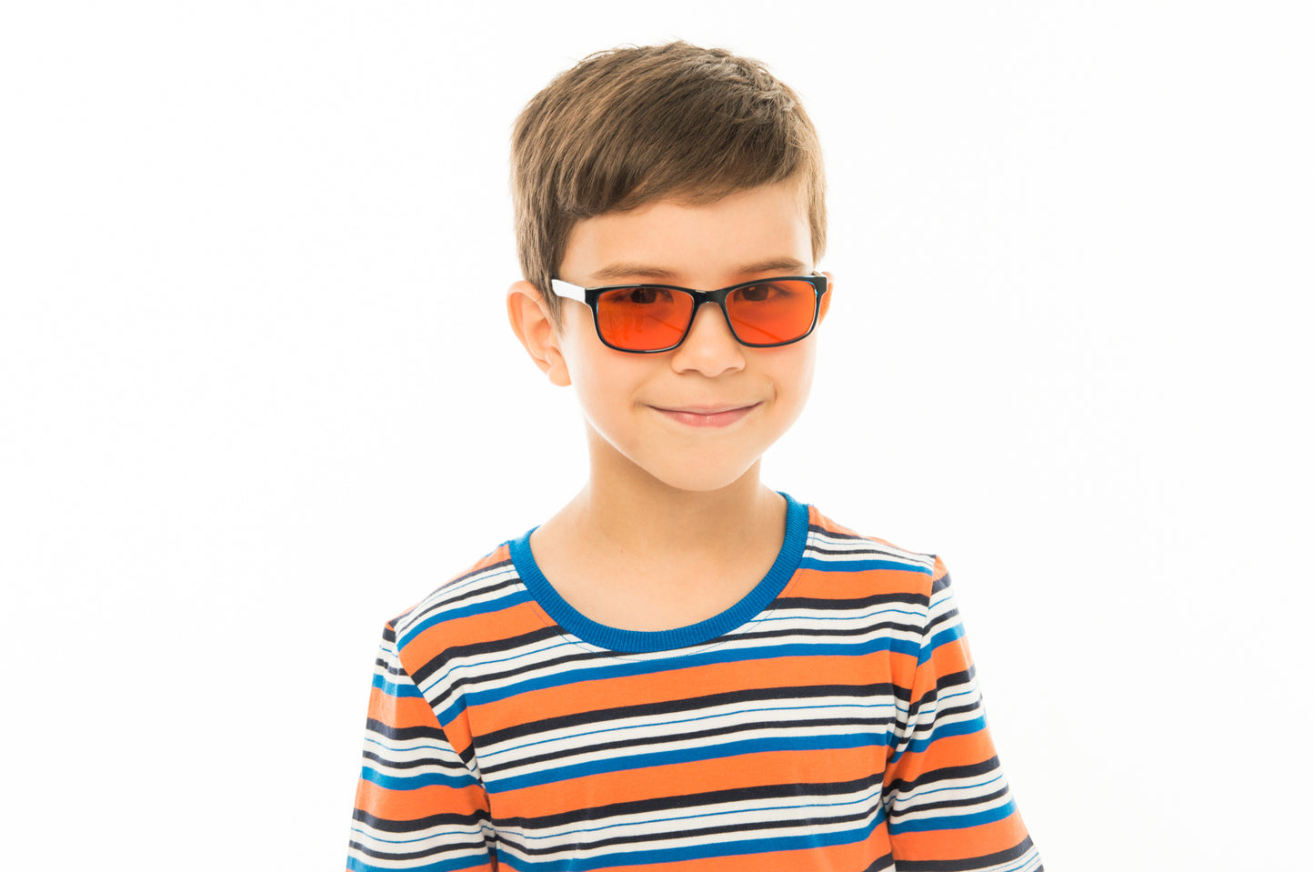 Boy Wearing Theo Blue Light Blocking Glasses Prescription Angled View