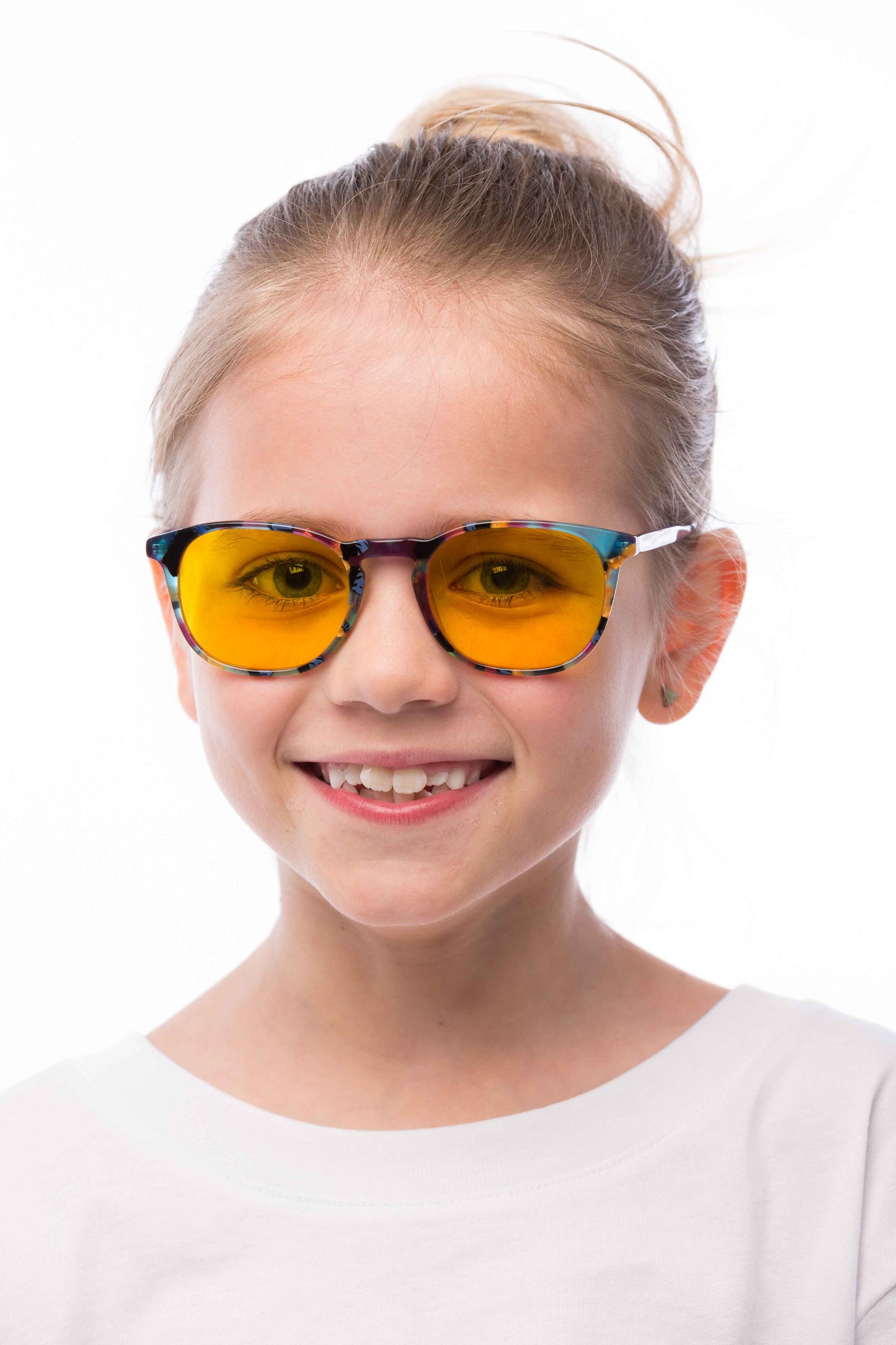 Girl Wearing Elsa Light Sensitivity Glasses Prescription (Kids)