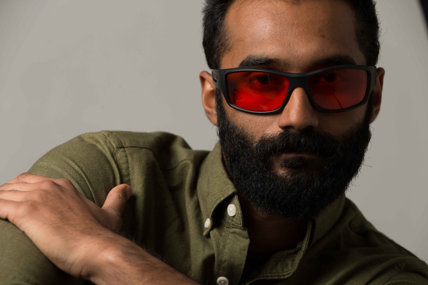 Man Wearing Onyx Blue Light Blocking Glasses Prescription